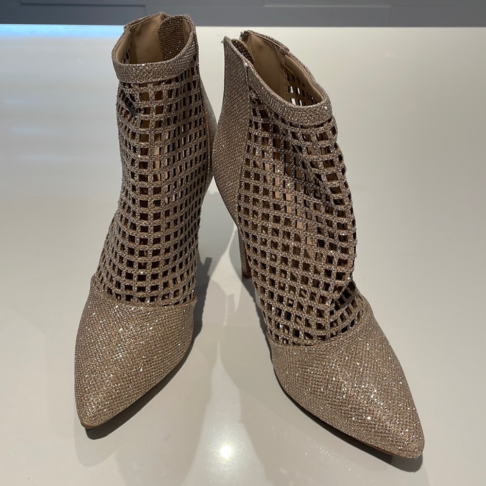 Anne Michelle Sparkling Mesh Ankle Boots - Gold